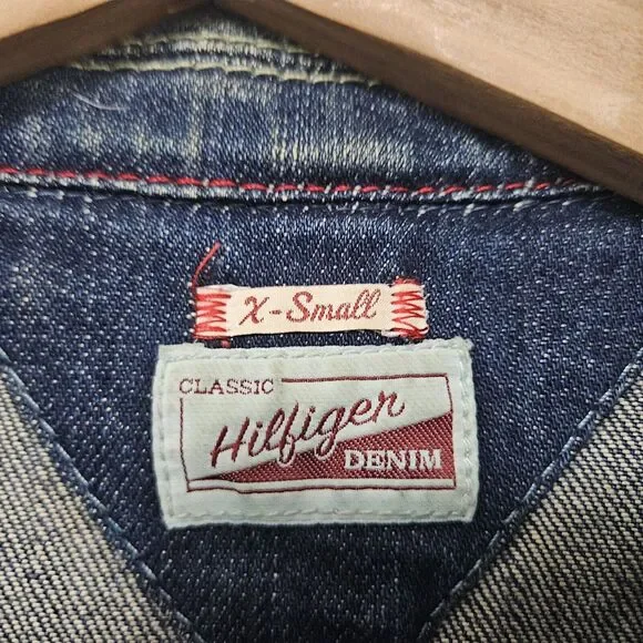 TOMMY HILFIGER Vintage Women's Blue Denim Blazer Jeans Jacket Size XS - Picture 4 of 7